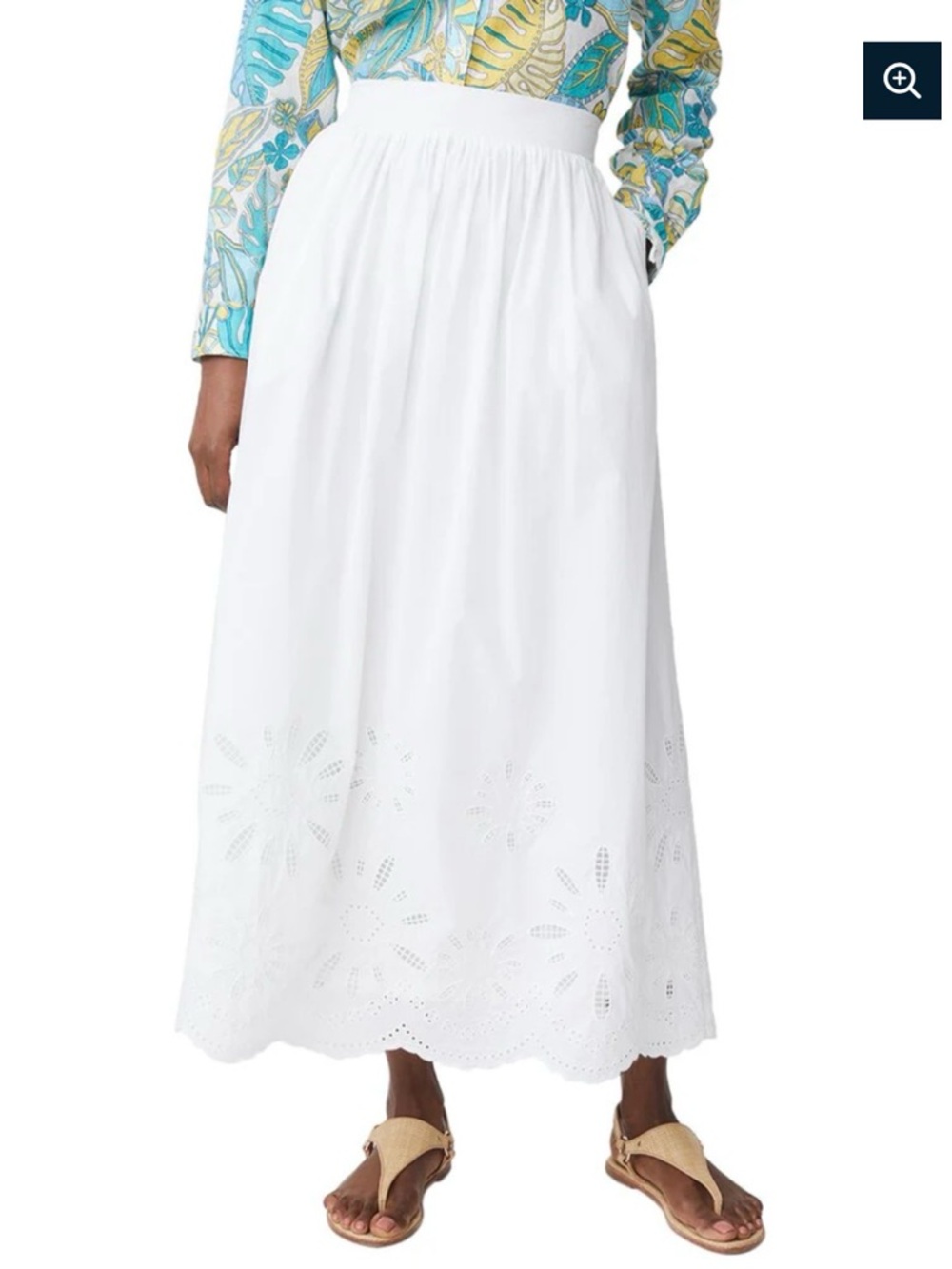 NWOT J. McLaughlin Riverdale White Eyelet Maxi Skirt with Scalloped Hem Sz XS